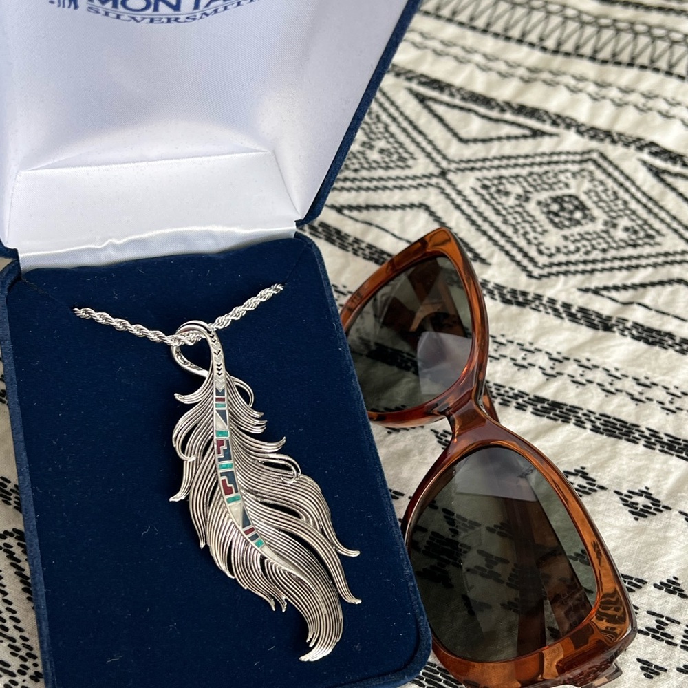 Montana Silver Smiths Trail Blazer Feather Necklace.